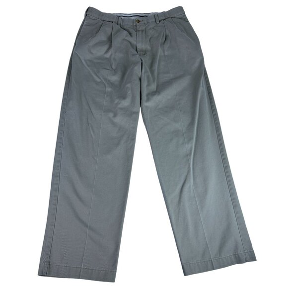 Roundtree & Yorke Classic Fit Trouser Chino Pants Men's 36 Tan Straight Pockets - Picture 1 of 13